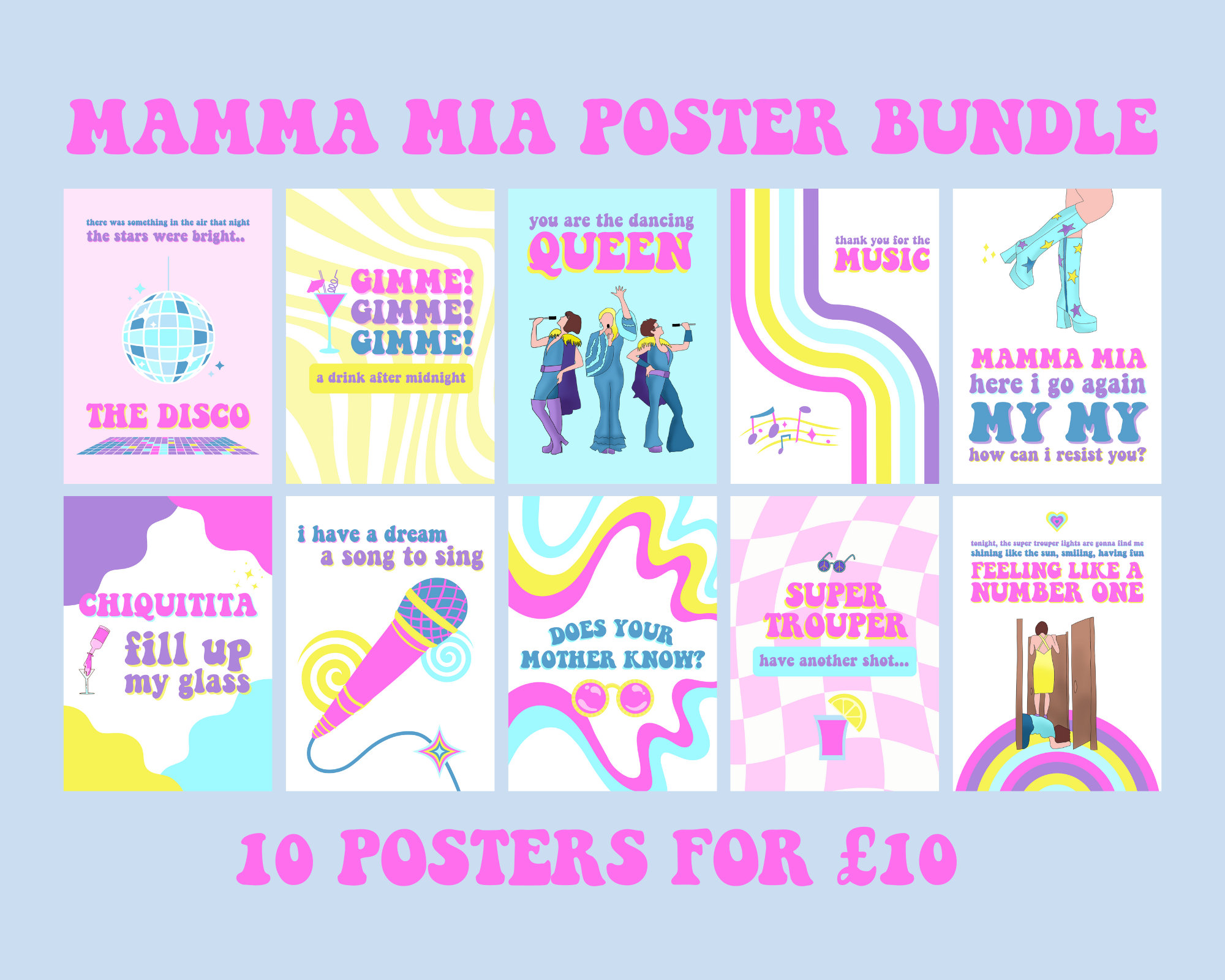 Mamma Mia Party Sign Dancing Queen Instant Download Mamma Mia