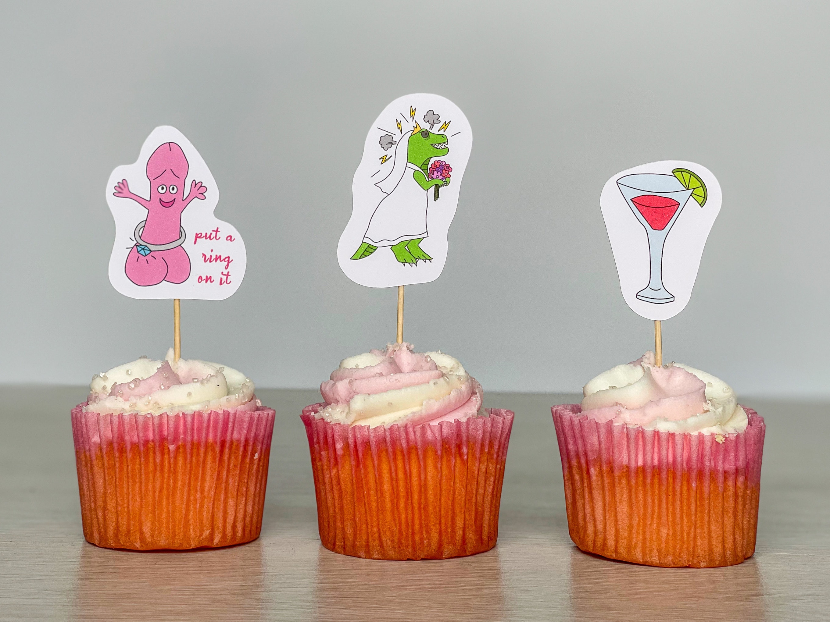 Hen Party Cake Toppers 12 Pack Funny Adult Rude Cupcake Etsy UK