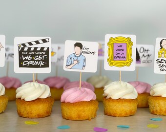 thumbnail image 2 of Friends TV Show Cupcake Toppers & Wrappers Set - 64 Piece Party Decorations For FRIENDS Themed Birthday & Events 2 of 14
