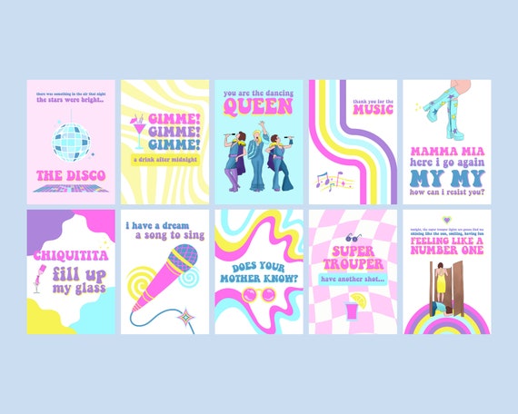 Mamma Mia Party Posters Bundle X 10 Instant Downloads 10 Printable