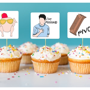 Printable Friends Party Cake Toppers / Cocktail Toppers | Instant Download | Print & Cut Out | Friends Themed Party Decorations | Set of 12