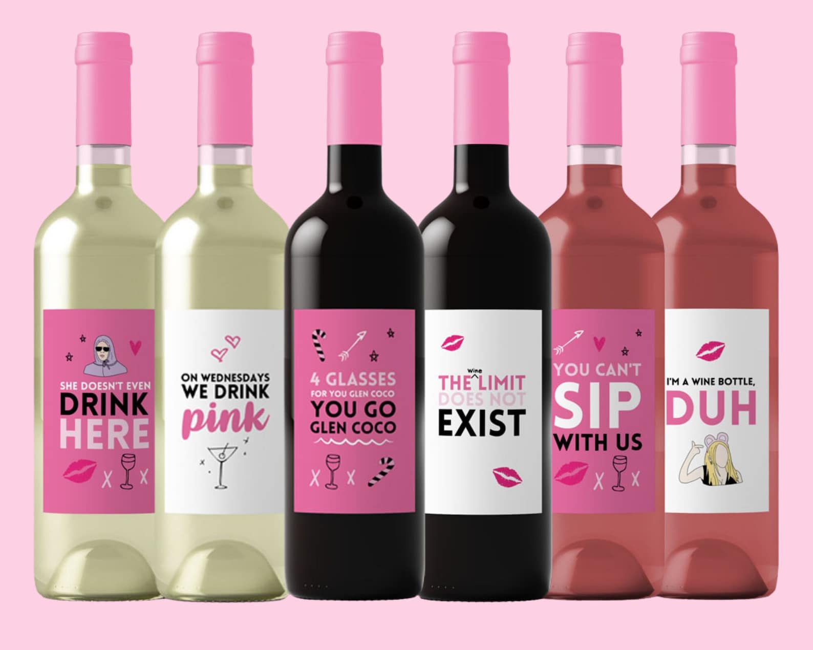 Mean Girls Wine Labels 6 Wine Bottle Labels Mean Girls Etsy