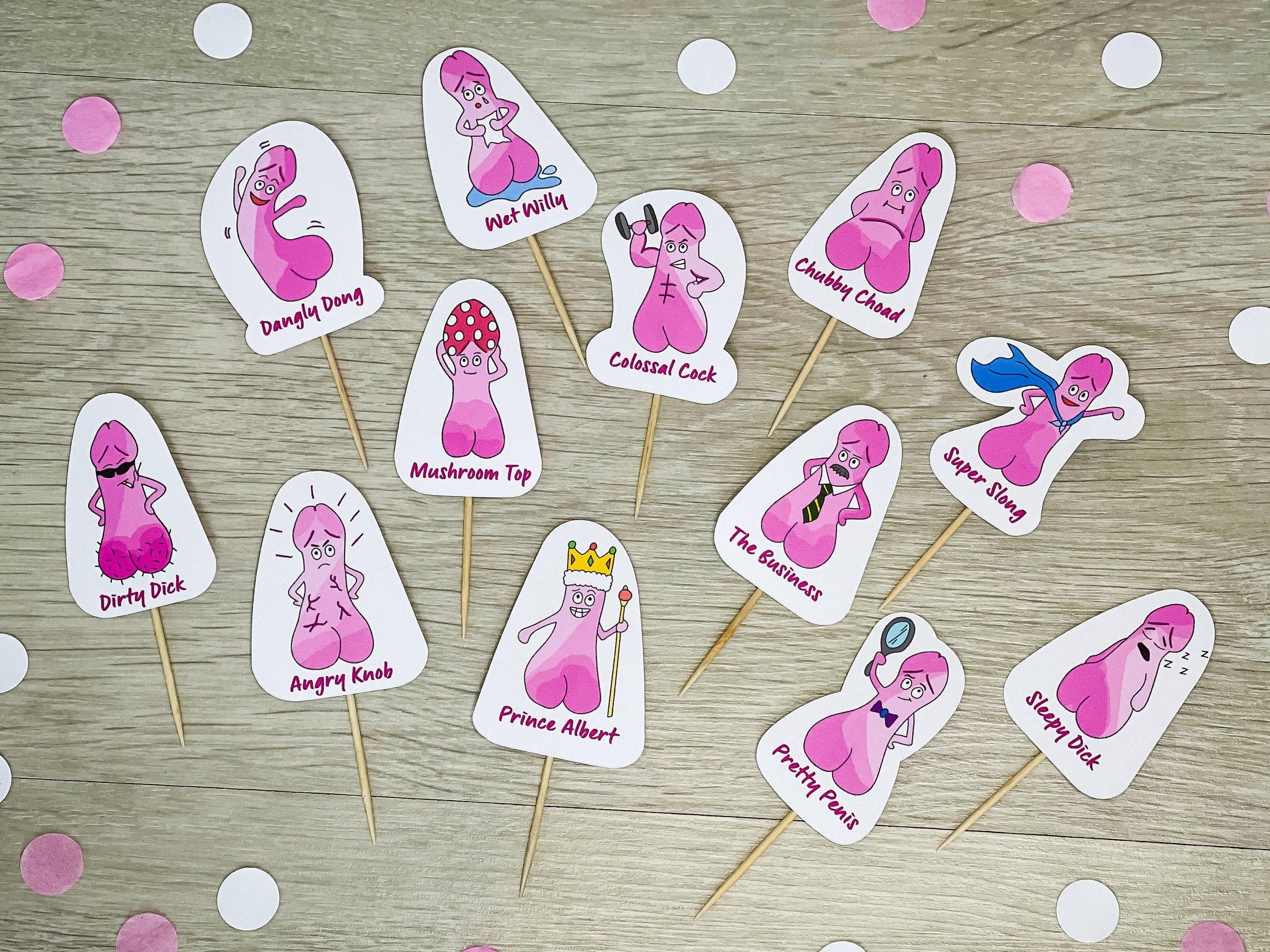 Penis Party Cake Toppers 12 Pack Funny Adult Rude Cupcake | Etsy