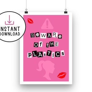 Mean Girls Party - Beware of the Plastics | Instant Download | Printable Bar Sign | Mean Girls Party Decorations | 30th Birthday | Hen Do