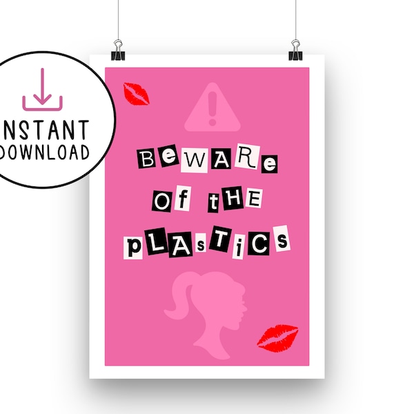 Mean Girls Party - Beware of the Plastics | Instant Download | Printable Bar Sign | Mean Girls Party Decorations | 30th Birthday | Hen Do