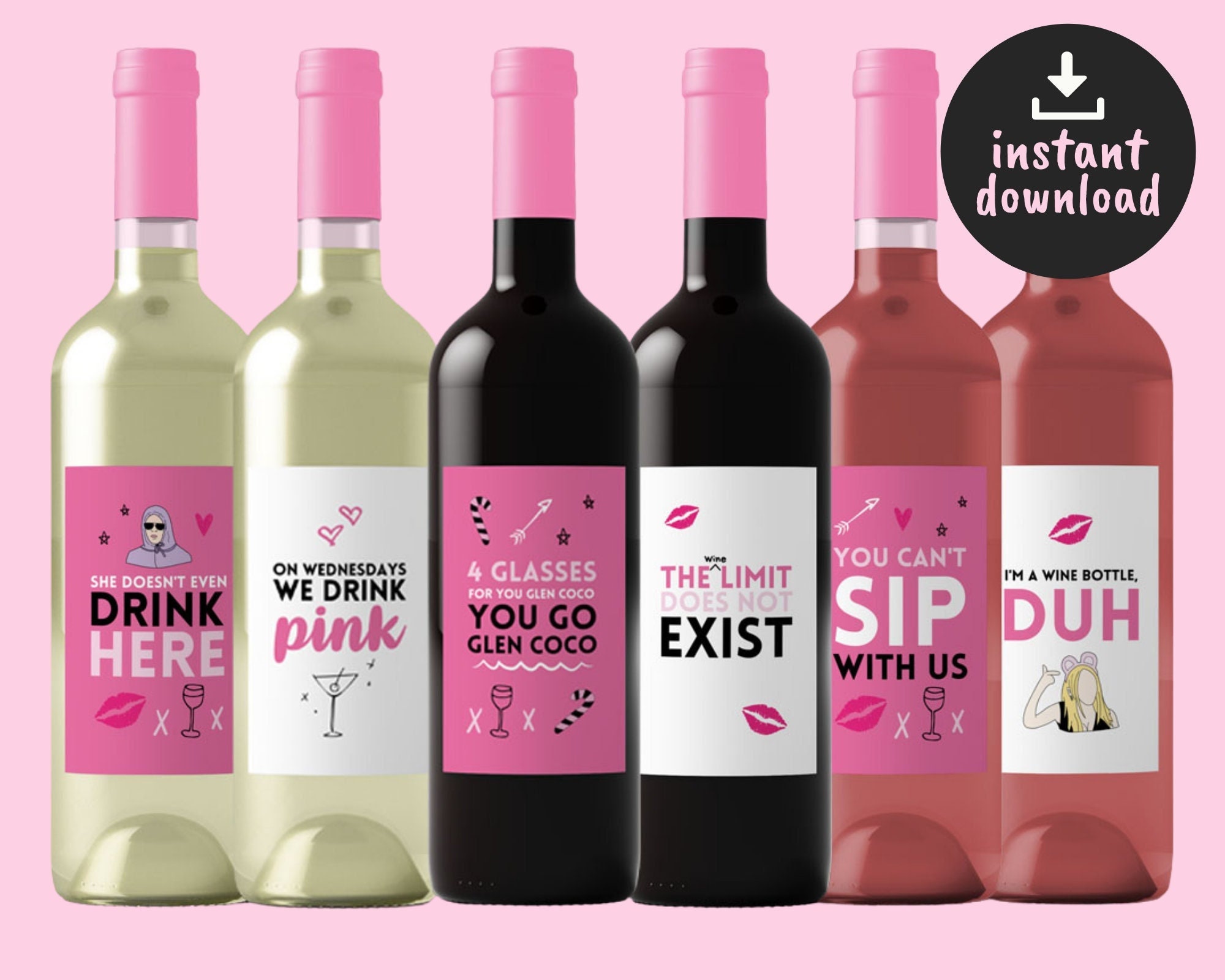 Printable Mean Girls Wine Bottle Labels 6 X Wine Labels Etsy UK