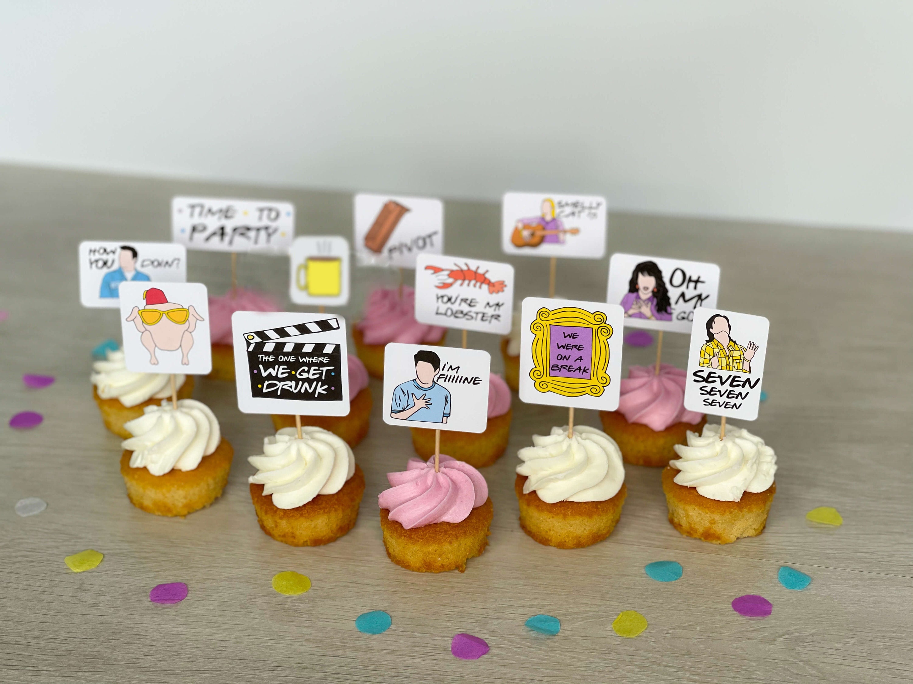 Friends Party Cake Toppers 12 Pack Funny Friends Cupcake Decorations TV Friends Themed Party 90s Birthday Cocktails Eco friendly Etsy