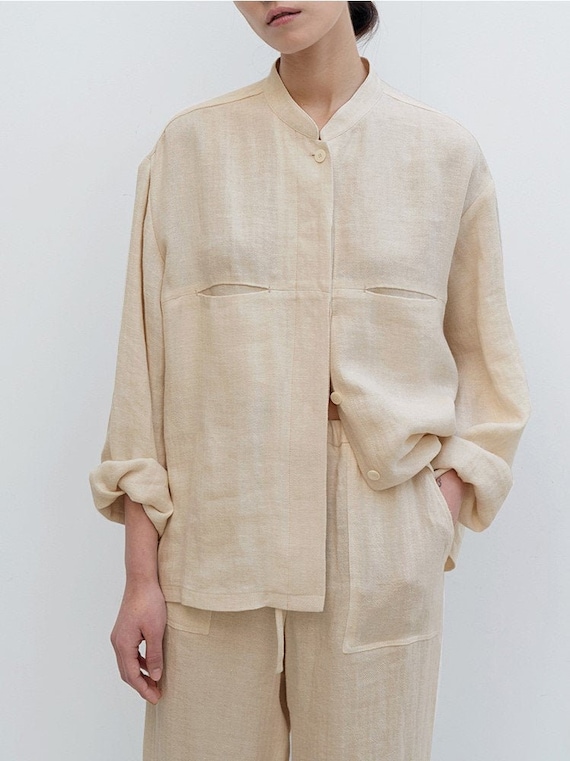 Stylish Oversized Linen Shirt / Minimalist Casual / Button up - Etsy Canada