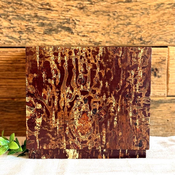 Vintage Japanese Sewing Box, Wooden Haribako, Miniature Tansu Chest, Jewelry Storage, Rustic Home Decor, Collectible Gift, Cherry Wood Bark View 4