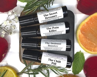 Aromatherapy Oil Set, Incense Gift Set, Incense for Anxiety, Sleep Roller, Migraine Essential Oil, Immune Boost, Anxiety Oil, Wellness Gift