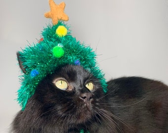 Christmas Hand Knitted Christmas Tree Cat Hat