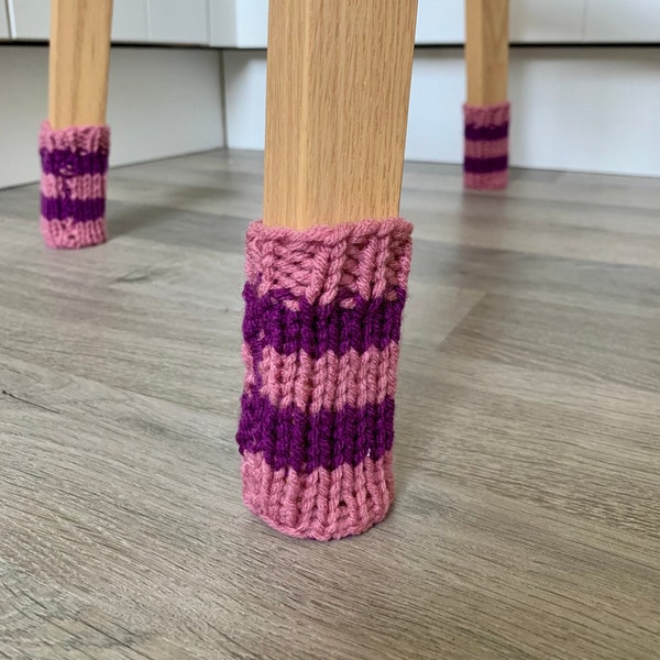 Stripy Pink and Purple Knitted Chair Socks - PACK OF 4