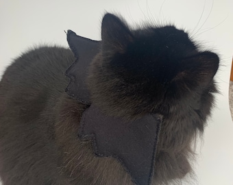 Hand Sewn Black Felt Bat Wing Cat/Small Dog Collar