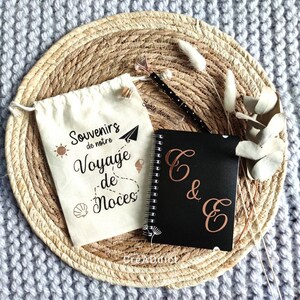 Kit de voyage de noces, nos premières vacances, pochon en toile personnalisé - idée cadeau, mariage, fête, vacances, St Valentin, Noël