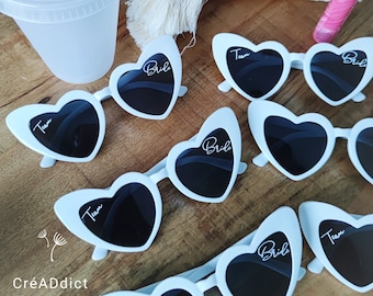 Personalized heart glasses, wedding accessory, EVJF, bridesmaid, birthday witness