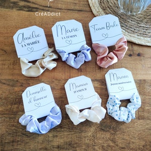 Satin scrunchie for bride-to-be, bridesmaid, witness, birthday, Mother's Day gifts