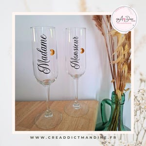 Flûte da champagne in vetro personalizzato, idea regalo per matrimonio, regalo per testimone, decorazione per tavolo nuziale