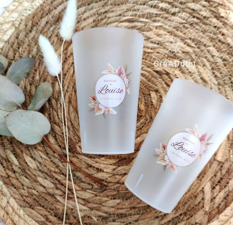 Reusable personalized cups for weddings, baptisms, birthdays, bachelorette parties, bachelorette parties, cousins, parties, events, school celebrations, etc. image 8