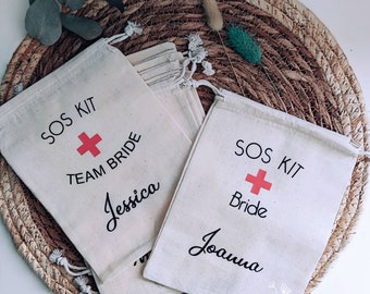 SOS Survival Kit - Personalized Canvas Pouch for Brides, Hen Parties, Maids of Honor, Bridesmaids, Gifts, Parties...