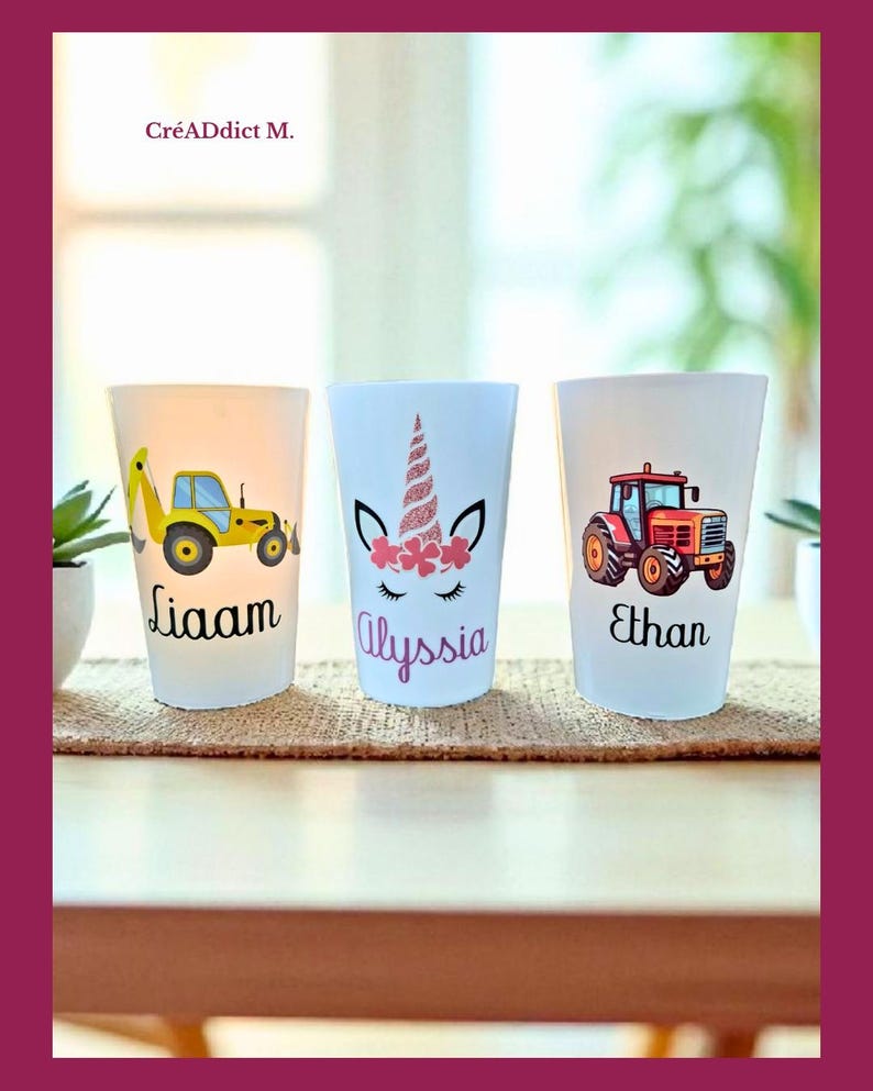 Personalized cup for children, birthday, kindergarten, baby shower, gift, baptism, party, nanny, nursery... image 11