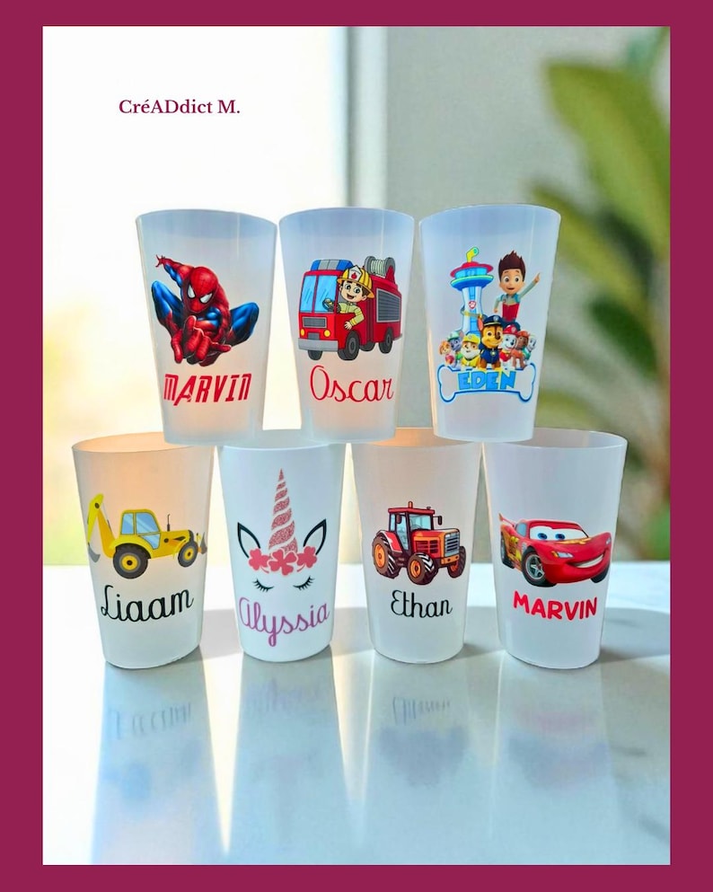 Personalized cup for children, birthday, kindergarten, baby shower, gift, baptism, party, nanny, nursery... image 2