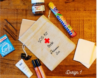 SOS survival kit Personalized kit - Canvas bag for bride, bachelorette party, best man, bridesmaid, gifts, party...