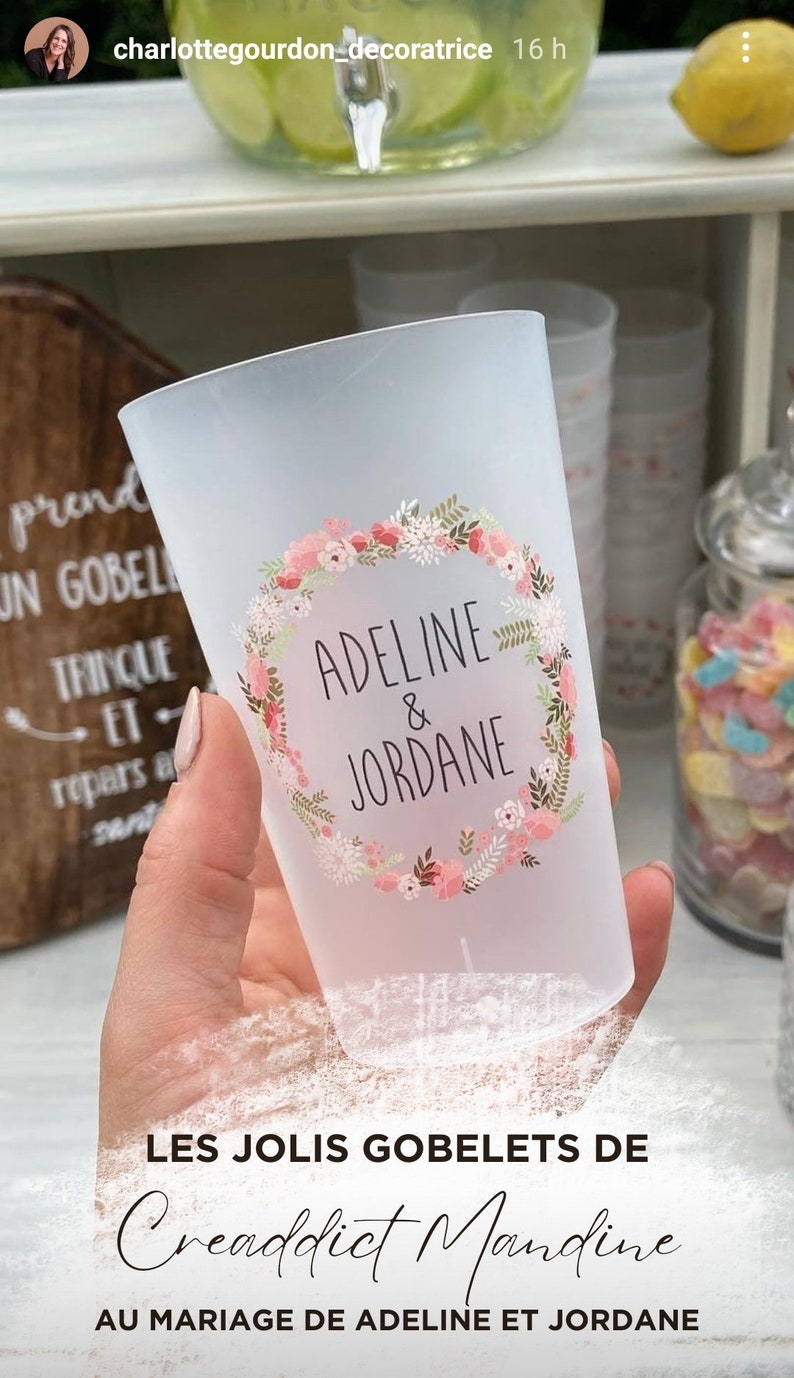 Reusable personalized cups for weddings, baptisms, birthdays, bachelorette parties, bachelorette parties, cousins, parties, events, school celebrations, etc. image 6