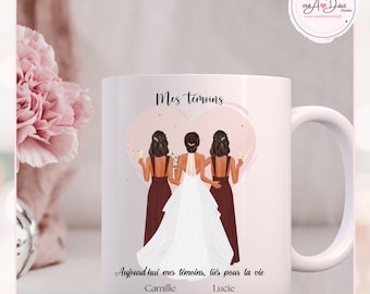 Personalized ceramic mug, perfect for weddings and bridesmaids - 325ml, a great gift idea for weddings, bridesmaids, and maids of honor.