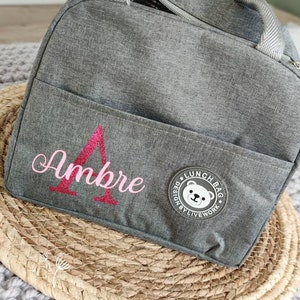 Lunch Bag personnalisé, gouter enfant, sac isotherme, crèche, nounou, école Gris