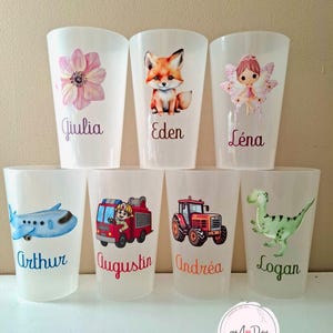 Personalized cup for children, birthday, kindergarten, baby shower, gift, baptism, party, nanny, nursery... Translucide