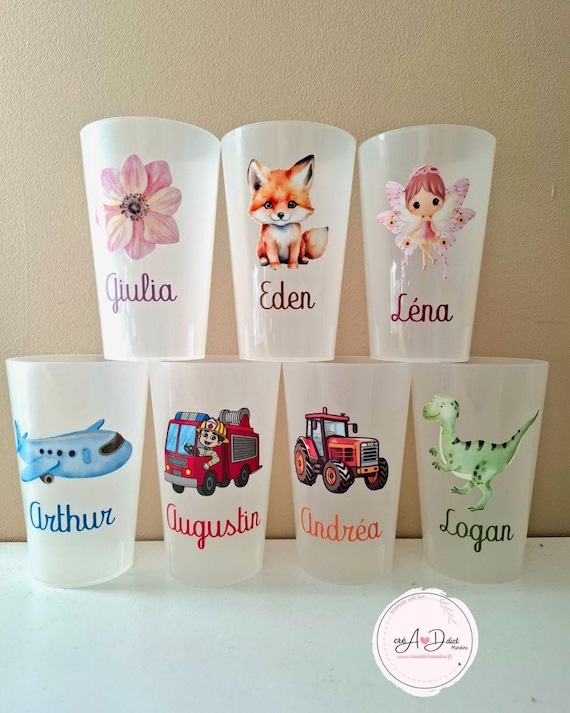 Gobelet personnalisé enfant, anniversaire, maternelle, baby shower, cadeau, baptême, fête, nourrice, crèche ...