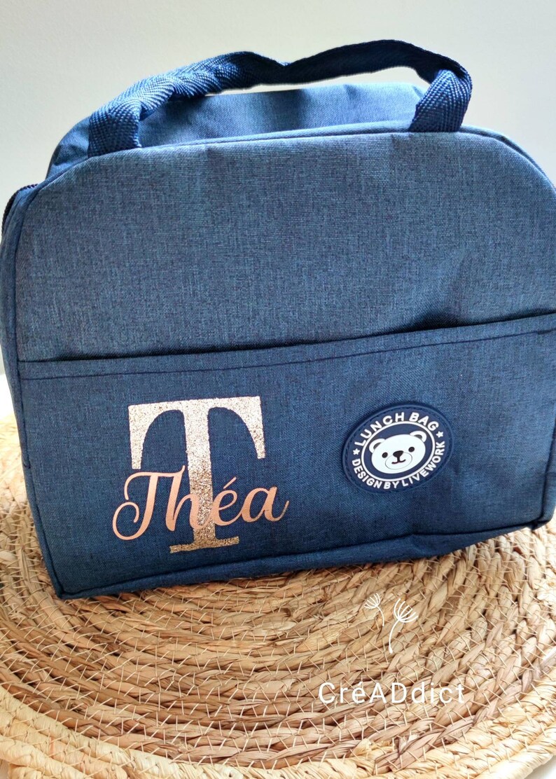 Lunch Bag personnalisé, gouter enfant, sac isotherme, crèche, nounou, école Bleu