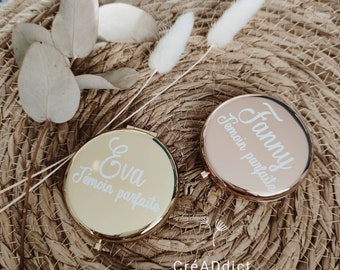 Pocket mirror and personalized kit, future bride accessory, EVJF, witness, bridesmaid