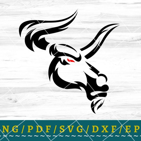 Bull Head svg, Bull Head Silhouette, Raging Bull Cut File, Print At Home, Bull Decor, Decorative Wall Art, Vector Bull, Zodiac Symbol, png