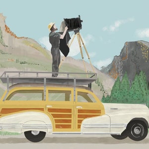Ansel Adams Yosemite digital illustration art print