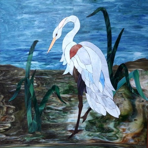 HERON Handgeschnittenes Buntglas-Mosaik. Preis ist verhandelbar