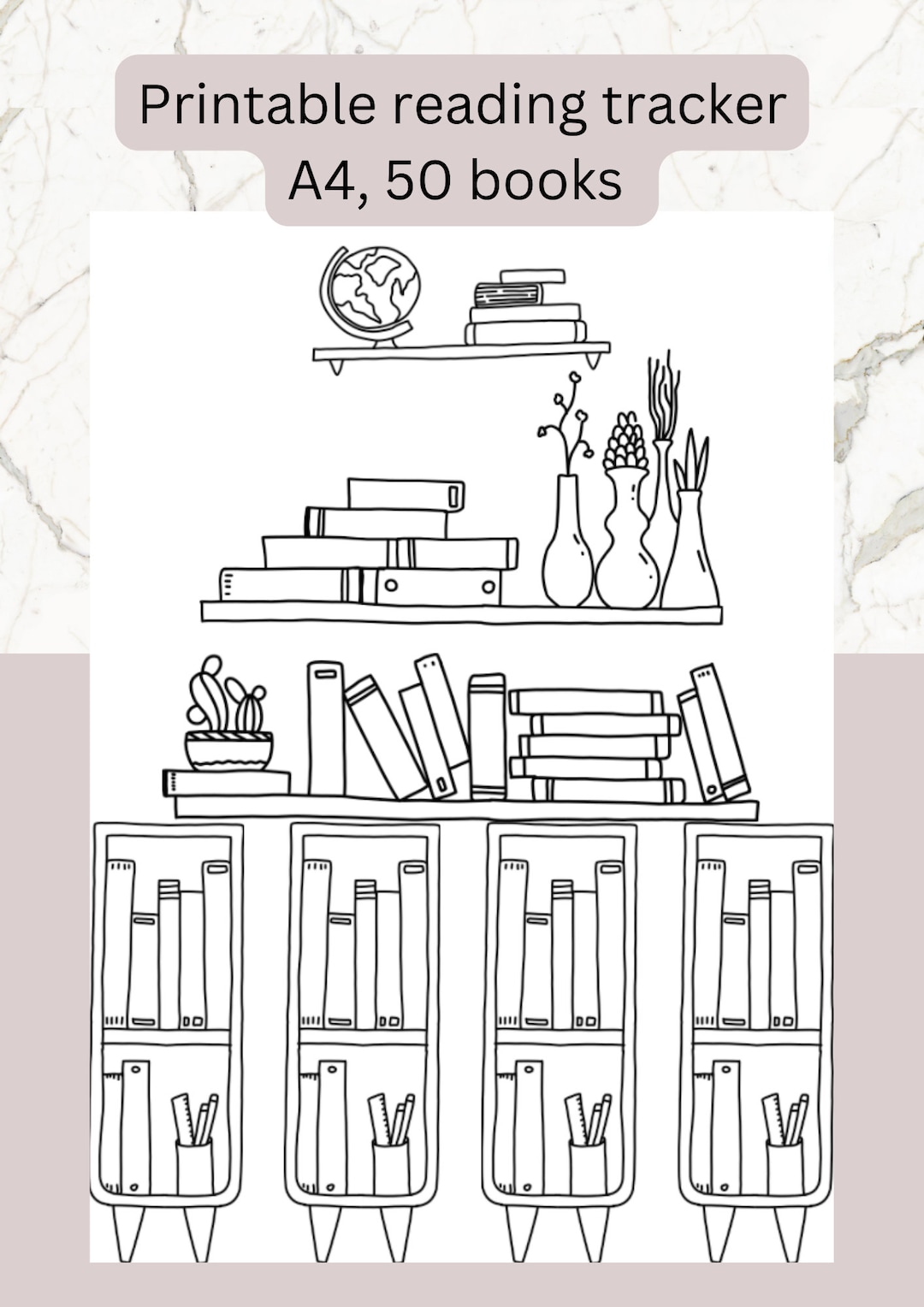 Reading Tracker Printable A4 Bookshelf Reading Log, Book Tracker ...