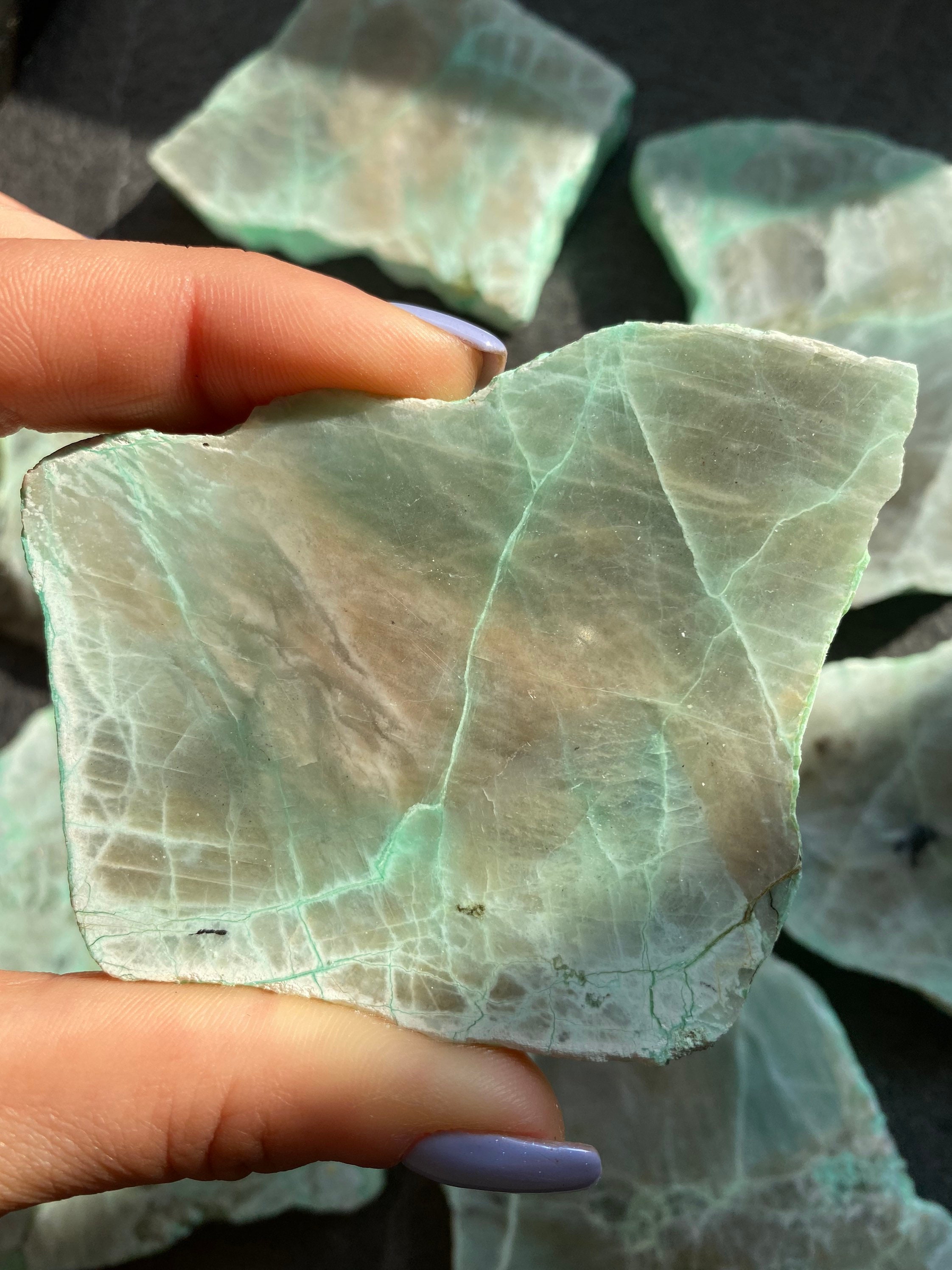 Garniérite // Pierre de Lune Verte Tranche Slabs //Moonstone