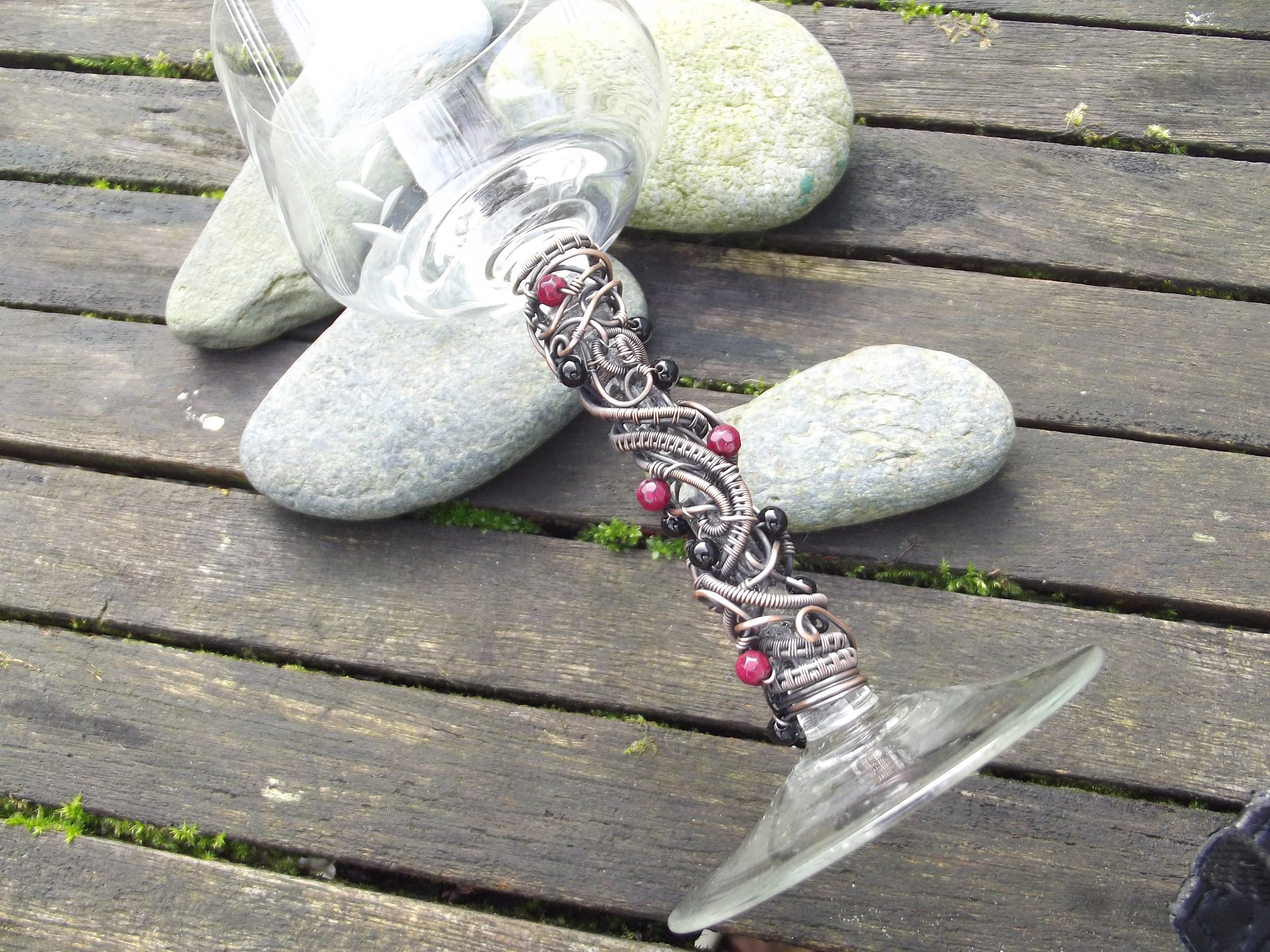 Chalice Ritual Cup Calice Witch Steampunk Glass Wire-Wrapping Copper Stones