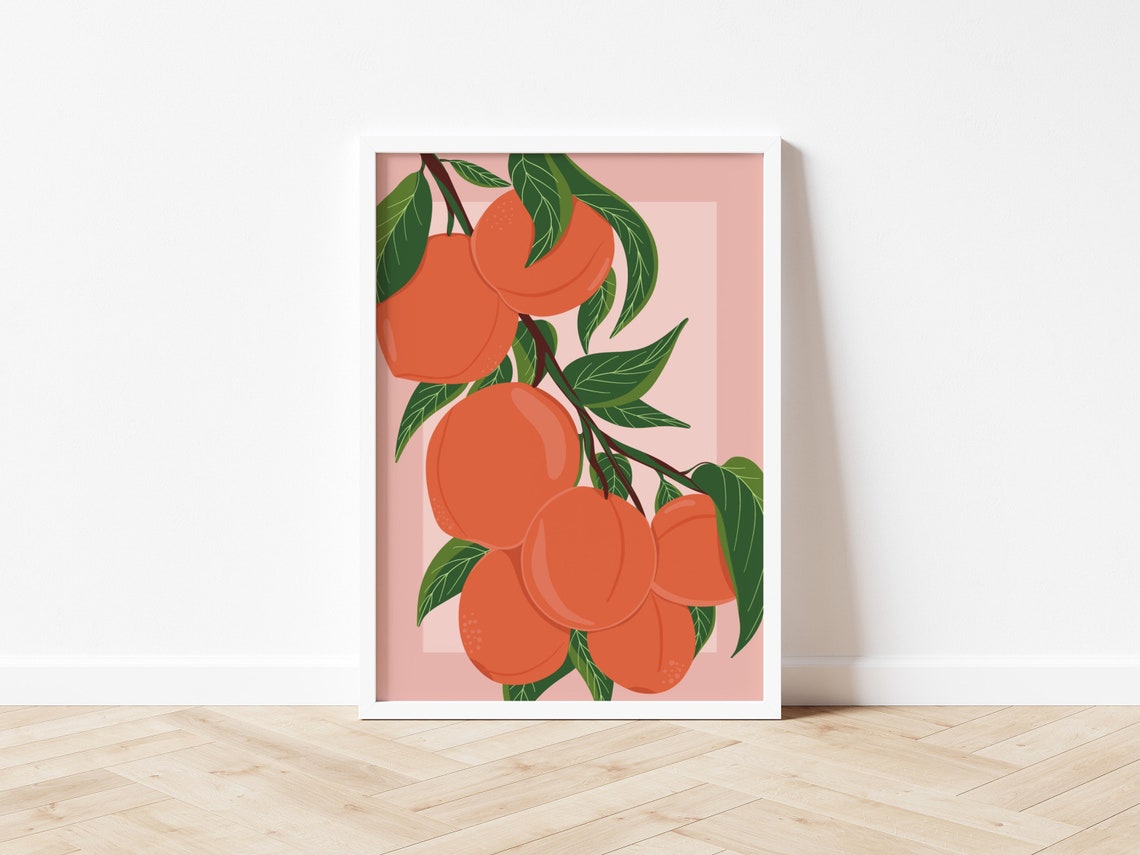 Peachy Wall Art Print Fruit Peach Wall Art Etsy