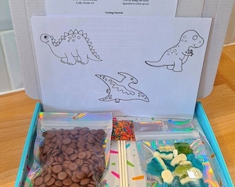 Chocolate Lolly Making Kit, Dinosaur Designs, Melt and Create, Childrens Gift, Art and Crafts for Kids, Party Favour, Birthday Gift