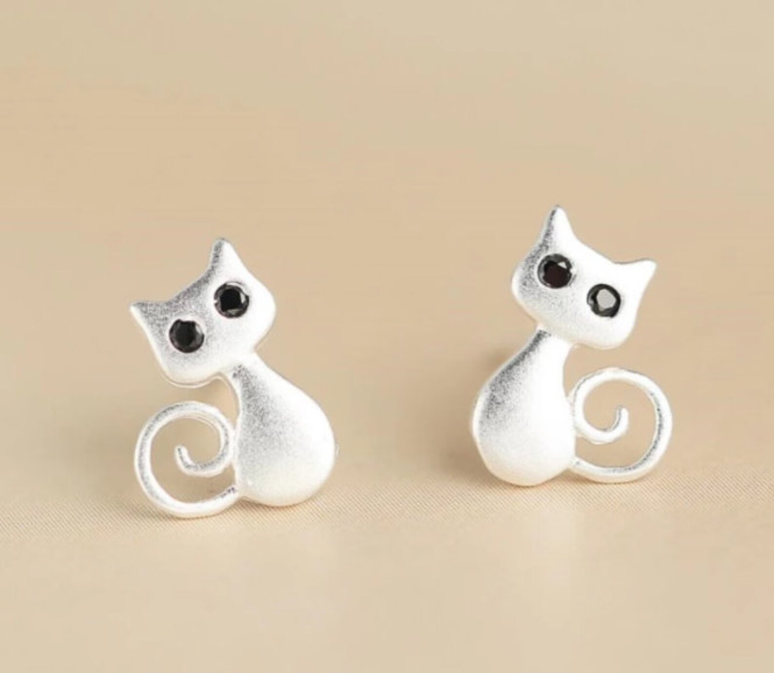 Silver Stud Cat Earrings Cat Jewellery Animal Earrings Etsy