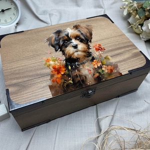 Zoete puppy juwelendoos, doos met accessoires voor honden, kleurrijke houten geschenkdoos, heden Home Decor, aangepaste houten doos, gepersonaliseerde lege doggy thema