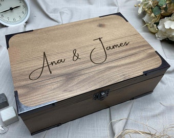 Handwritten Wedding Wooden Gift Box · Personalized Handmade Keepsake For Him/Her · Romantic Empty Custom Wooden Box