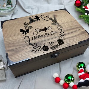 Scatola di legno personalizzata per la vigilia di Natale - Scatola dei ricordi personalizzata e scatola dei ricordi per bambini - Regalo di Natale unico - Regalo di Natale per lei o per lui