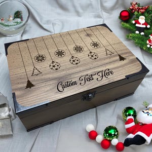Scatola di legno personalizzata per la vigilia di Natale – Scatola dei ricordi personalizzata con design festoso, regalo di Natale perfetto per bambini e adulti