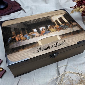 The Last Supper Inspired Keepsake Box - Da Vinci Bible Box - Custom Christian Themed Gift Box - Personalized Religious Art Memory Chest