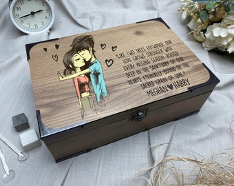 Couple Romantic Memory Box-Personalized Handmade Keepsake For Him/Her-Present Special Occasions Empty Custom-Sweet Lovely Blank Gift