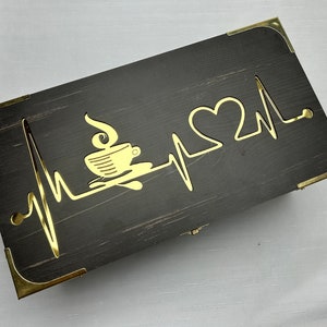 Conjunto de presente premium para casais-2 canecas de café em caixa de madeira, presente elegante personalizado feito à mão - conjunto de presente de luxo para ele/ela - presente para os pais