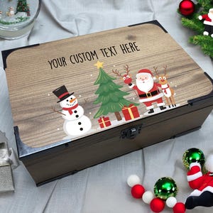 Caja de recuerdos de Nochebuena personalizada / Caja de recuerdos de madera personalizada hecha a mano para niños, regalo de Navidad para ella y para él